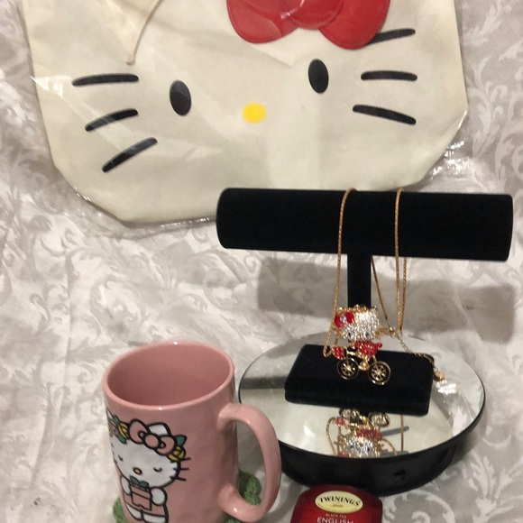 Sanrio Handbags - Hello Kitty Lot.  Tote Bag, BJ Rinestone Studded Necklace, Ceramic Mug. NWOT